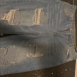 Ripped blue jeans